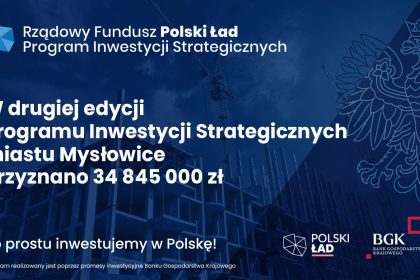 Miasto Mysłowice otrzymało dofinansowanie o wartości 34 845 000 złotych